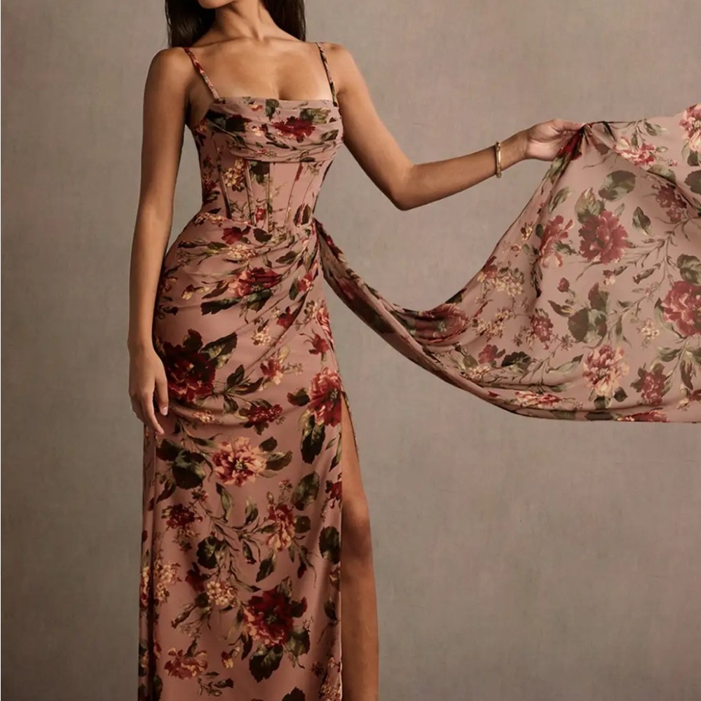 Azazie Dusty Rose Floral Maxi Dress